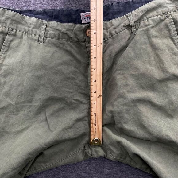 Faherty Men's Flat Front Linen/Cotton Blend Shorts - Moss - 34‎ - Picture 9 of 11